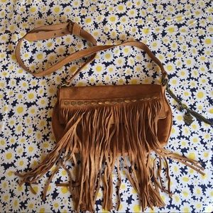 lucky brand leather fringe crossbody purse